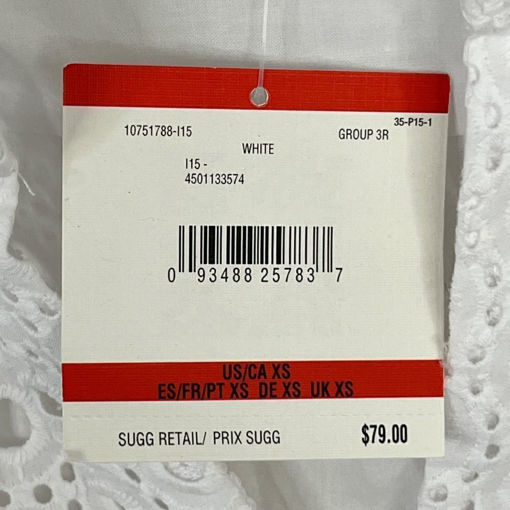 Anne Klein NWT White Eyelet Lace Roll Tab Long Sleeve Cotton Blouse Size XS - Picture 5 of 11